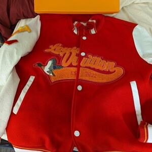 Louis Vuitton Leather Red and White Jacket